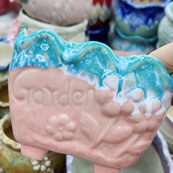 多肉绿植陶瓷花盆9.9包邮，有孔