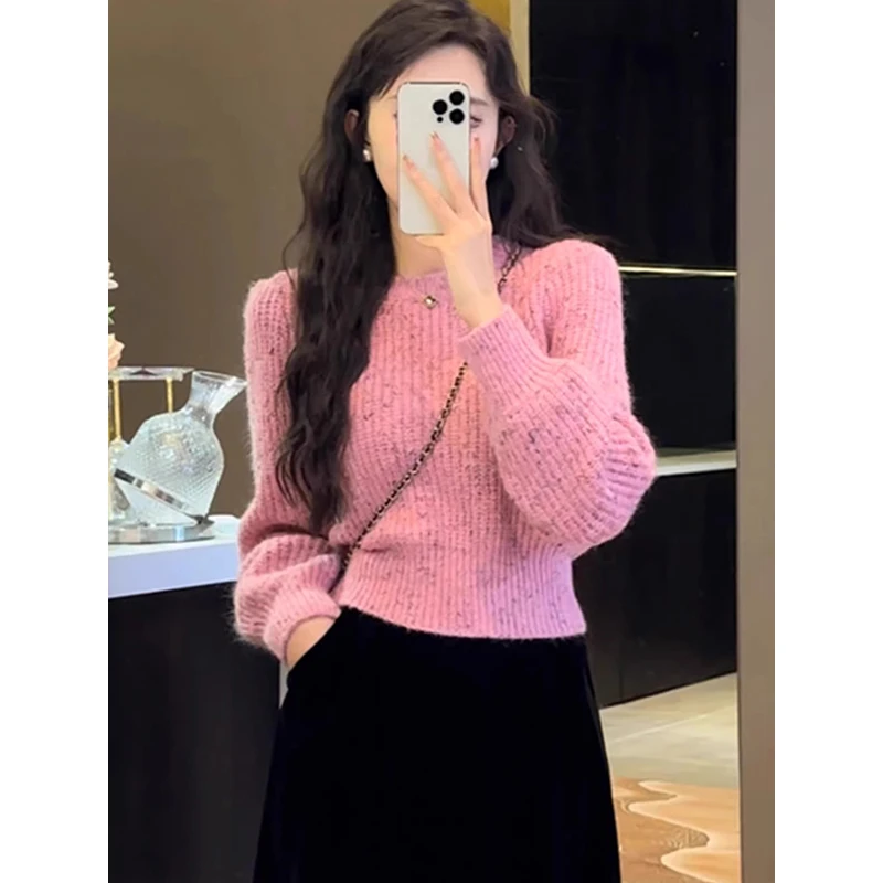 冬季加厚保暖内搭针织打底针女新年款设计感洋气减龄显瘦软糯毛衣