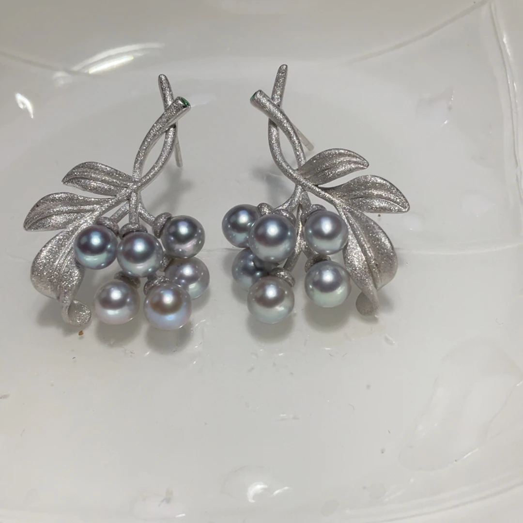 银S925镶嵌海水珍珠耳饰