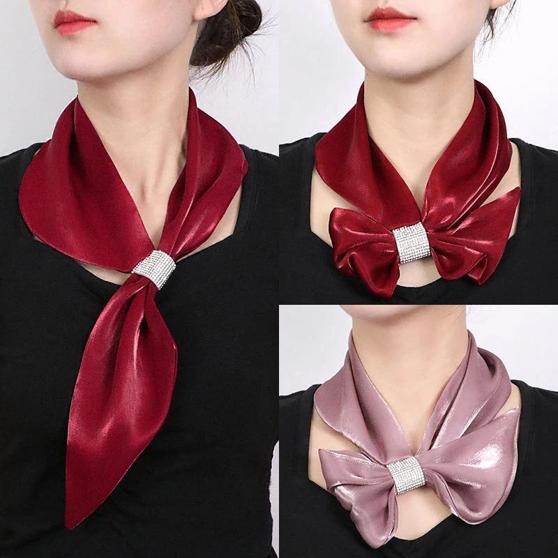 丝巾小长条网红同款闪钻气质围巾百搭夏季薄窄围脖防晒护颈领巾女