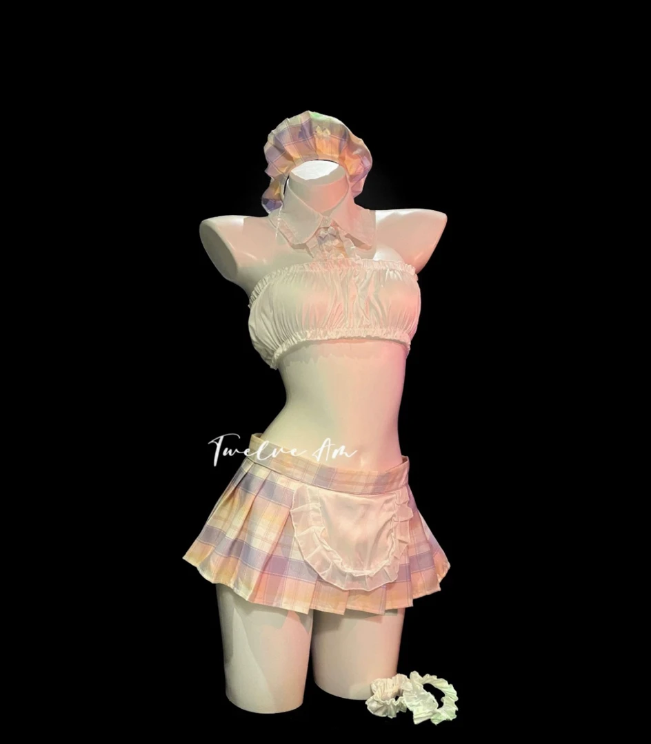 【小野奈子】俏皮仆仆 日系性感甜美可爱软妹百褶裙学院风睡裙套装