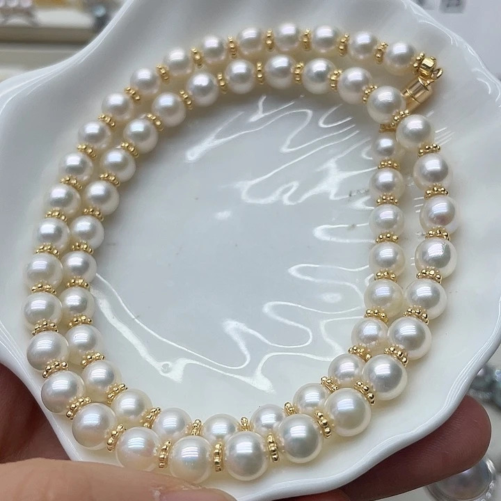 海水珍珠银S925镶嵌项链