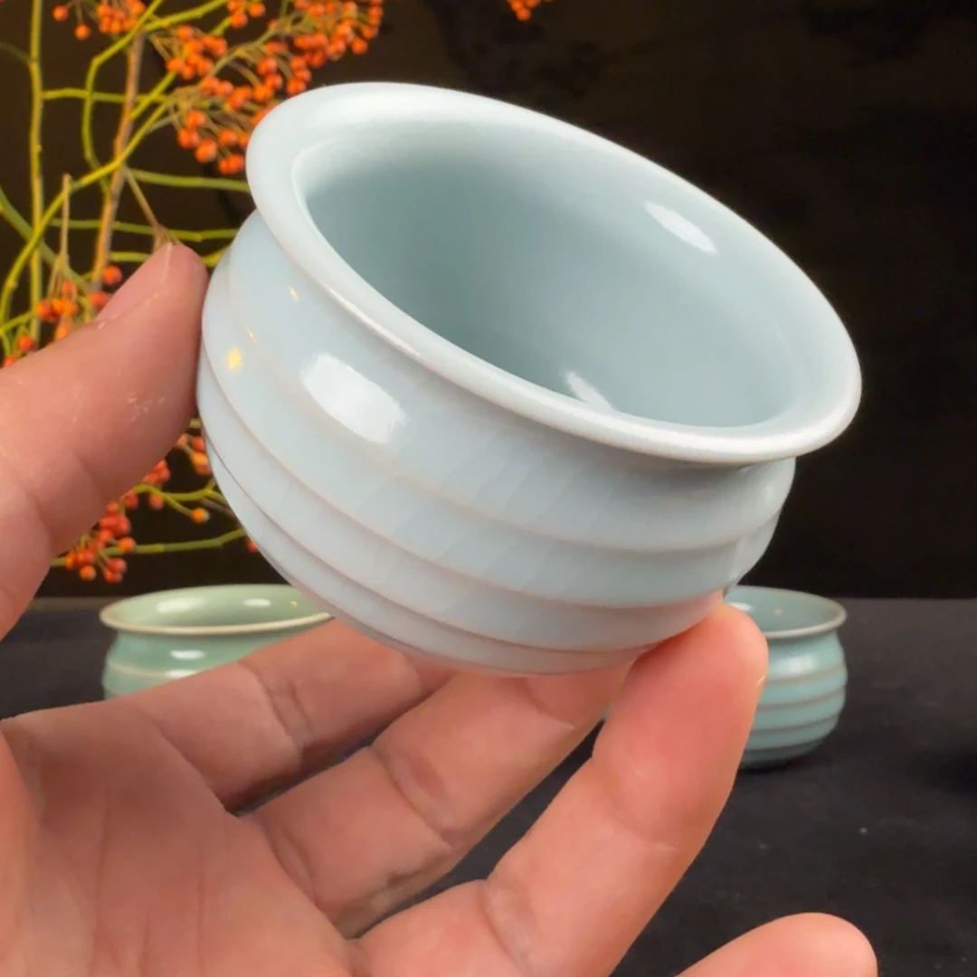 陶摆件汝瓷月白炫纹杯