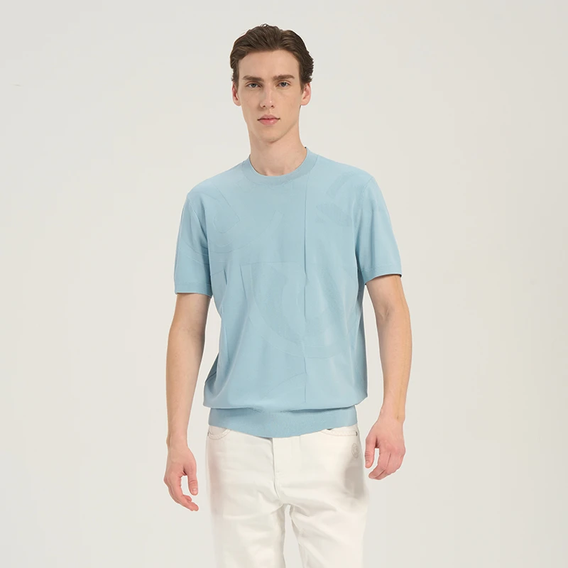 RARE威雅25新款黑蓝两色前胸水钻工艺凉感短袖