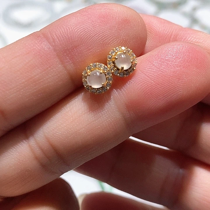 翡翠银S925镶嵌耳饰2号