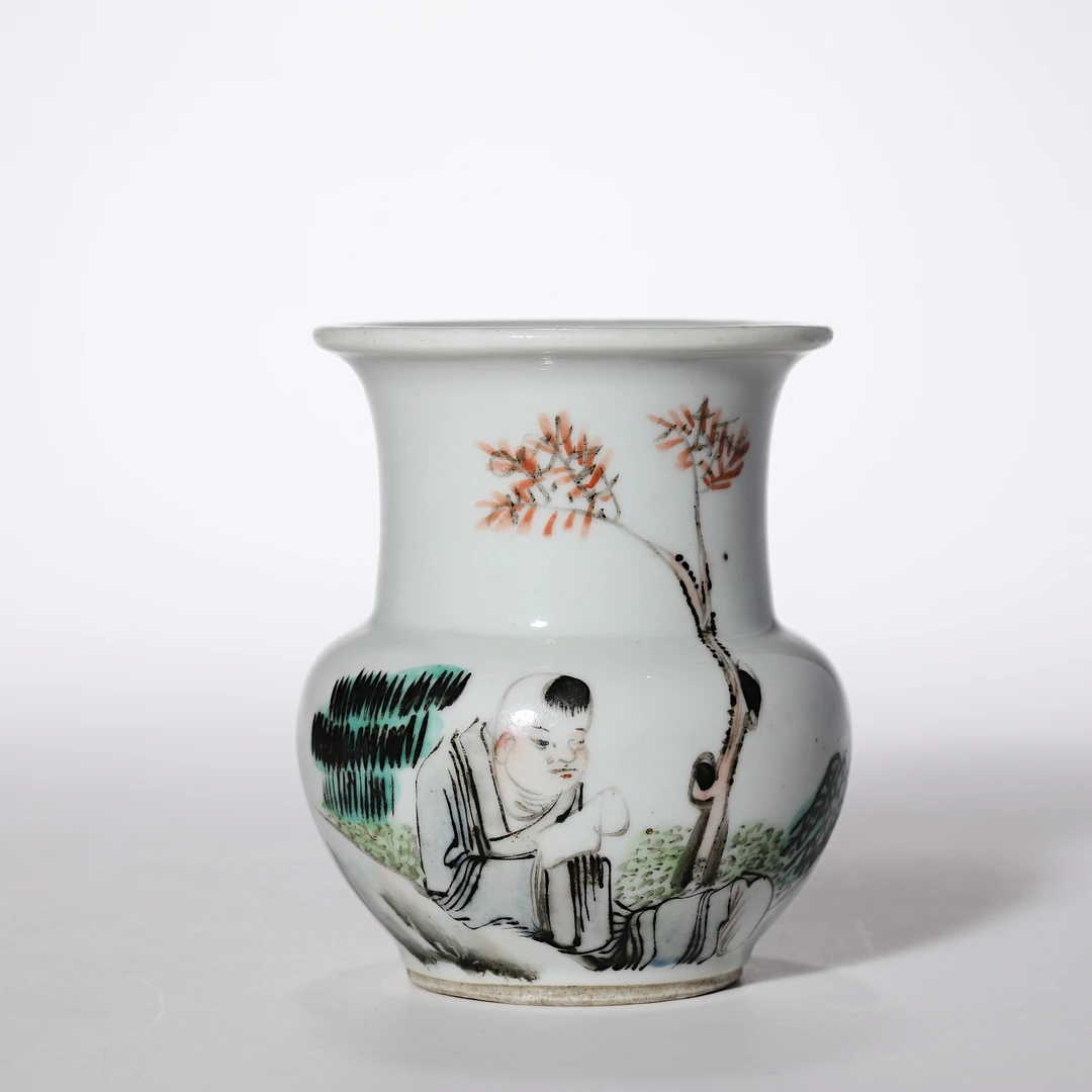 【预展专用】2518民国·粉彩人物渣斗【古董拍卖】