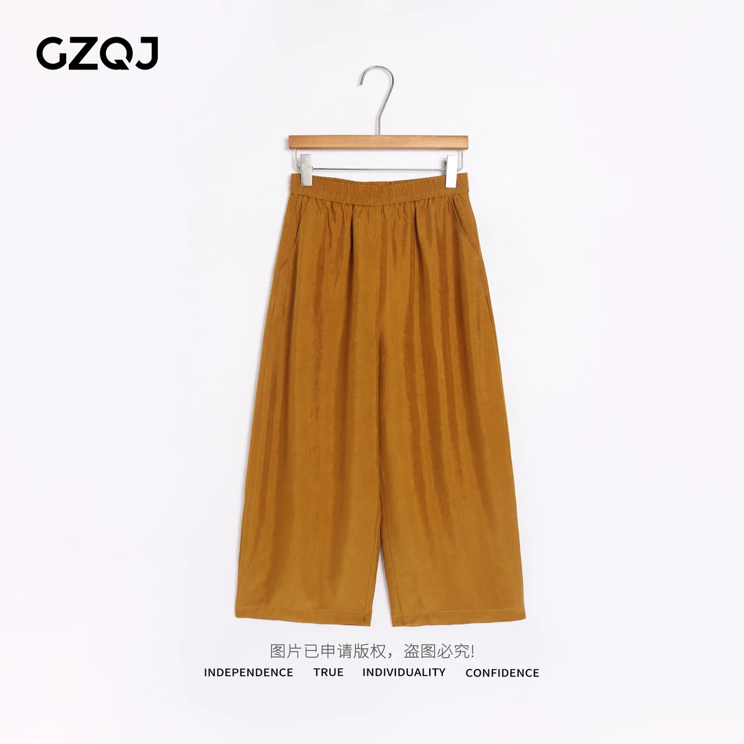 老琴私服【醋酸甩裤】100醋酸欧若风显瘦直筒高腰阔腿休闲裤女35112