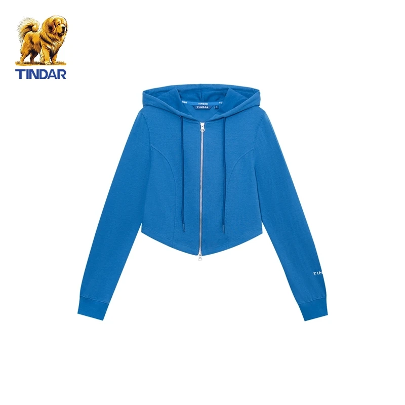 TINDAR天之獒斜纹卫衣女装2025春季新款短款休闲拉链开衫外套