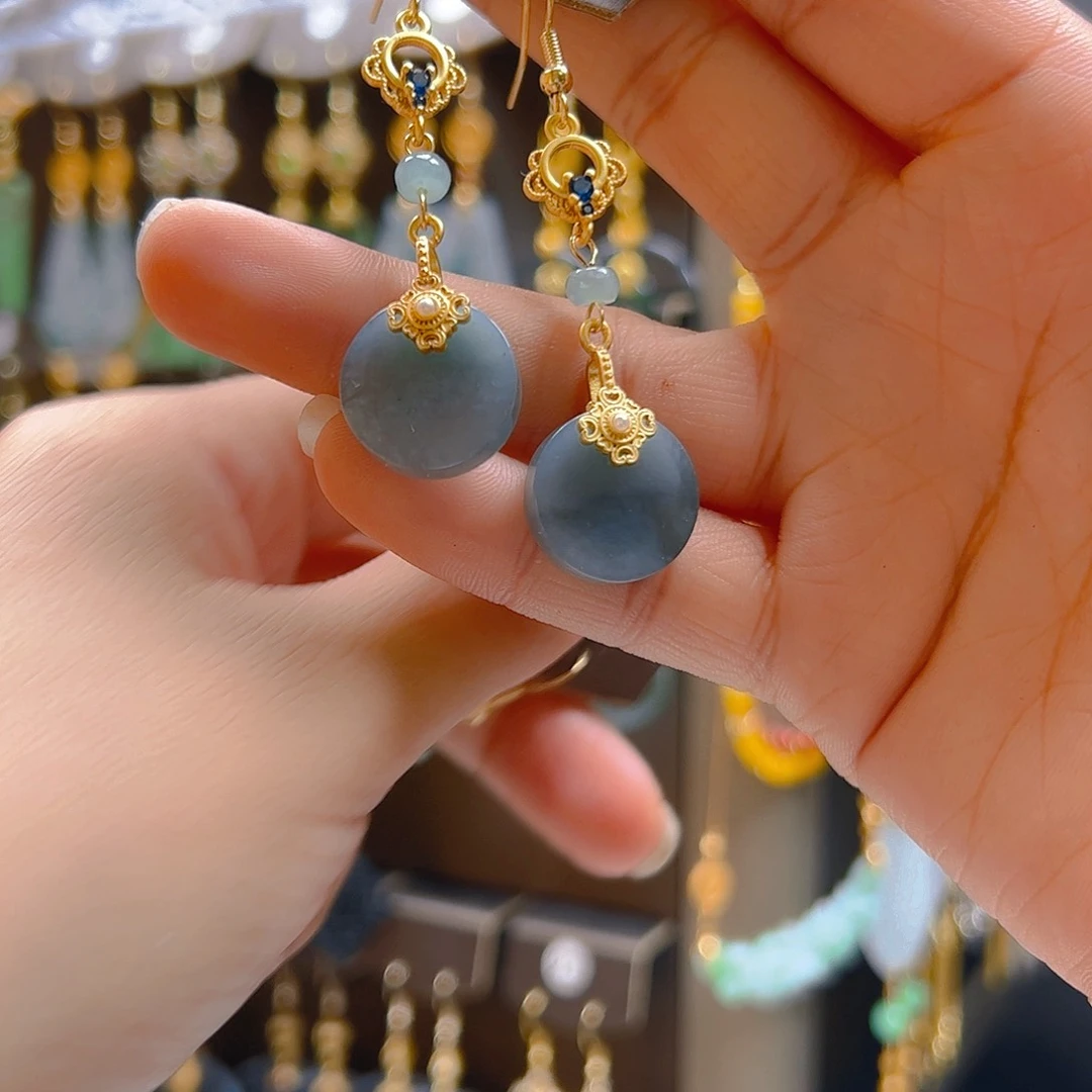 合金翡翠耳坠翡翠