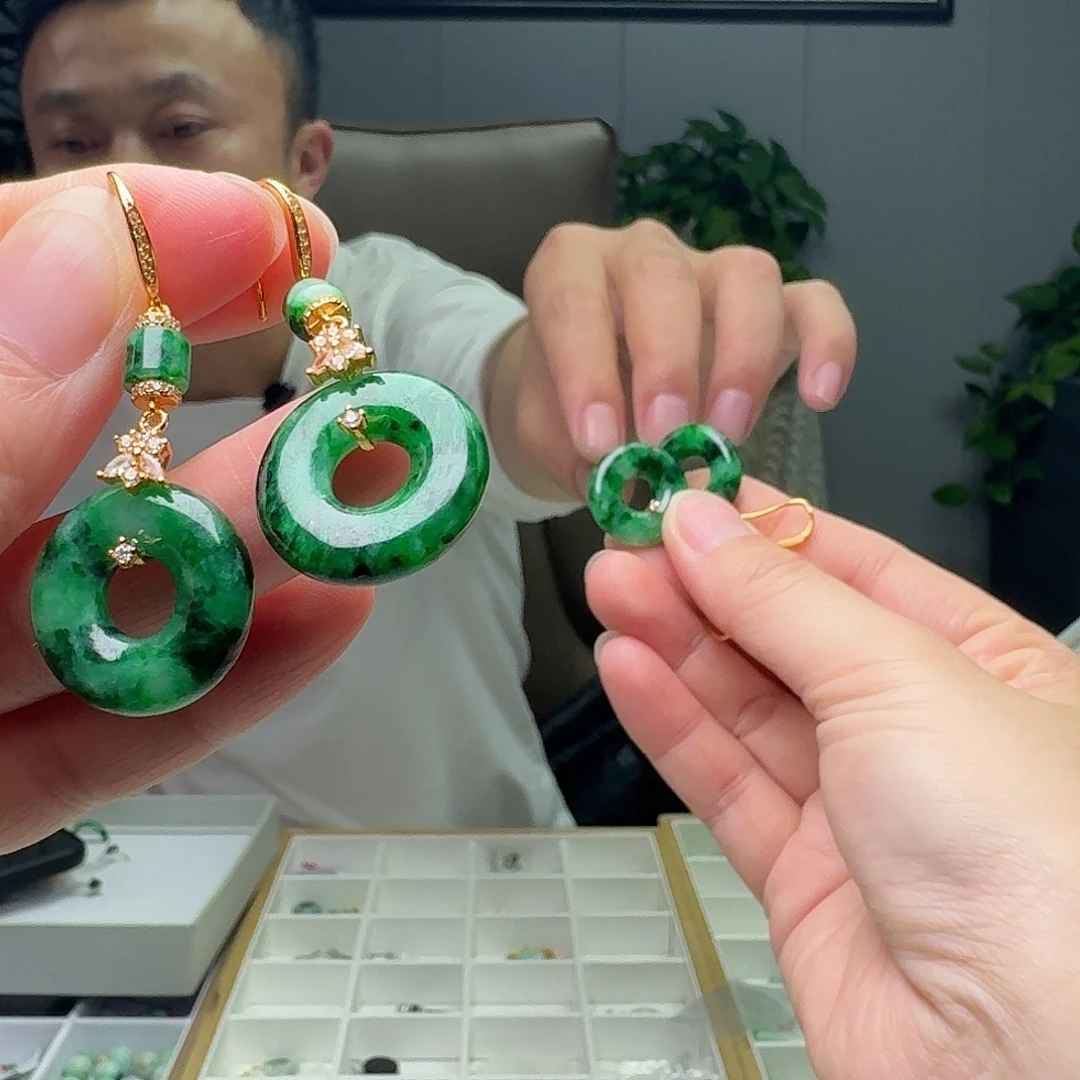 翡翠银S925镶嵌耳饰多样性发货其一