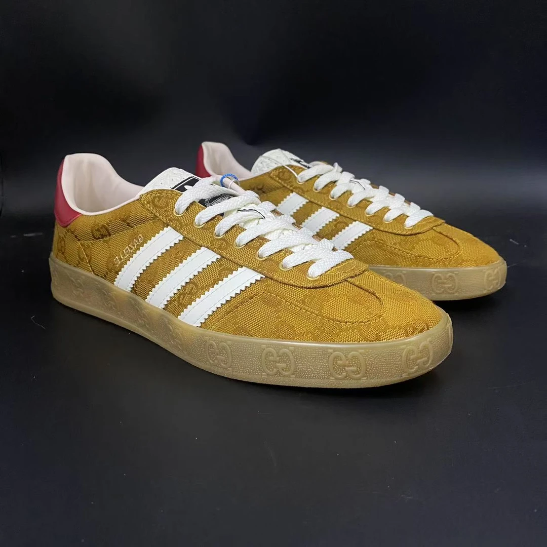 95新 GUCCI/古驰 【AO特惠】38欧码 男士黄色印花德训鞋uu206