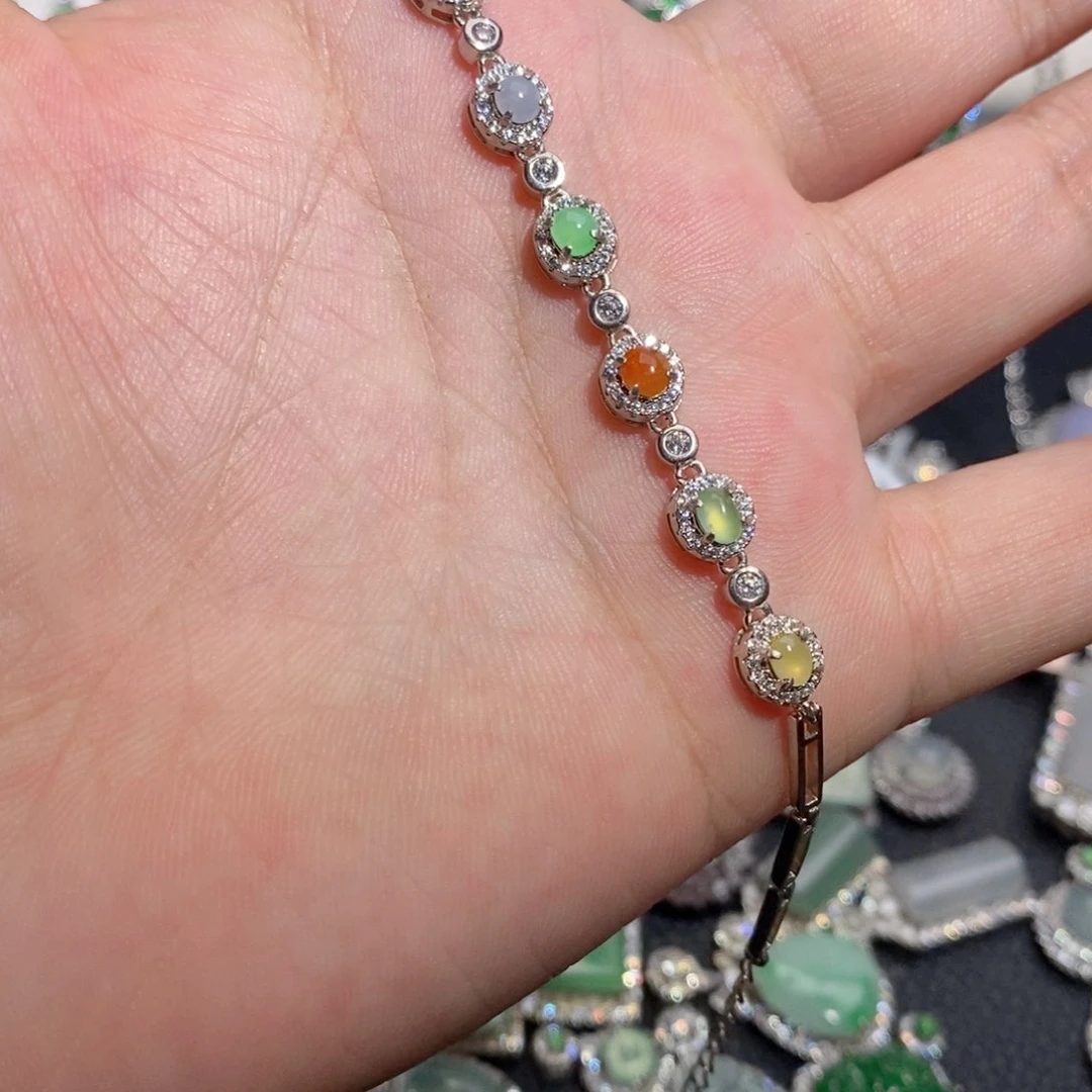 银S925镶嵌手链翡翠m jk p