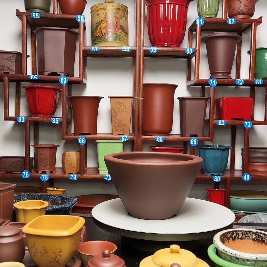 紫砂花盆老*圆斗花盆