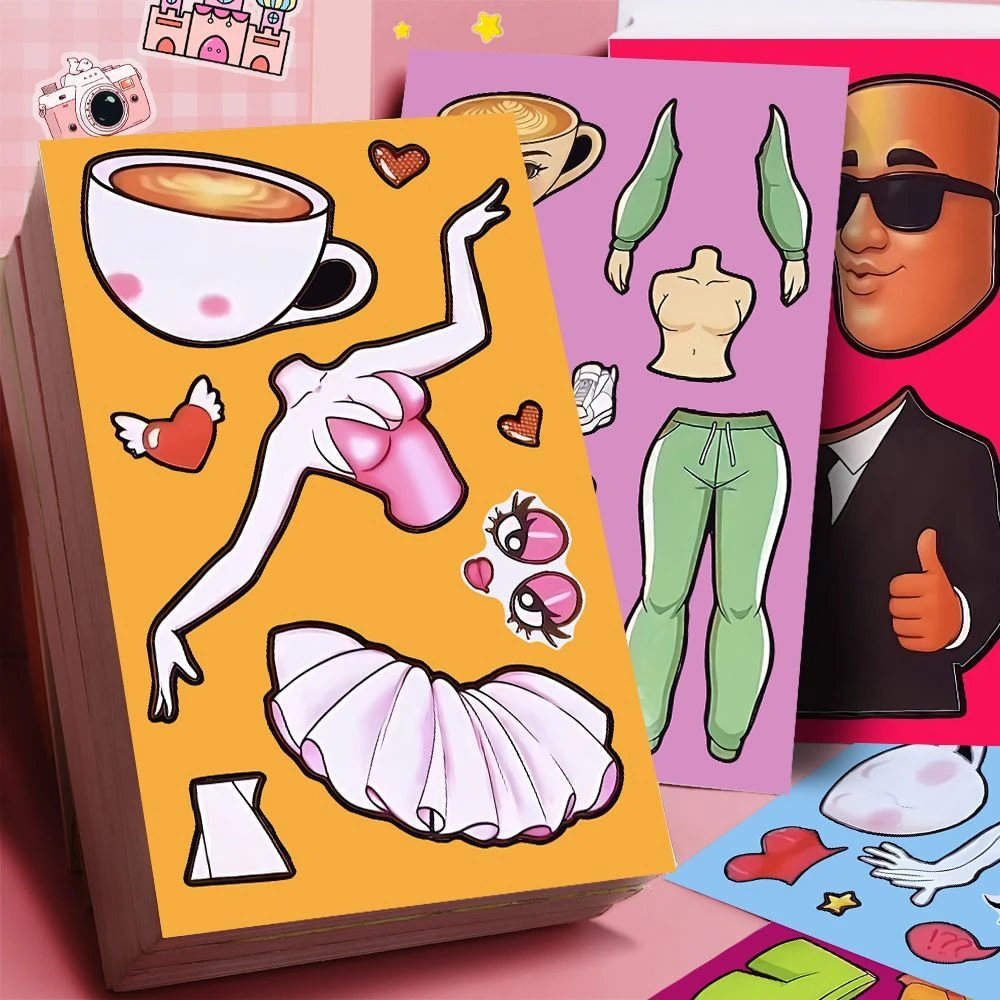 【加大张】新款山海经换装贴纸儿童益智diy手工解压趣味玩具贴纸