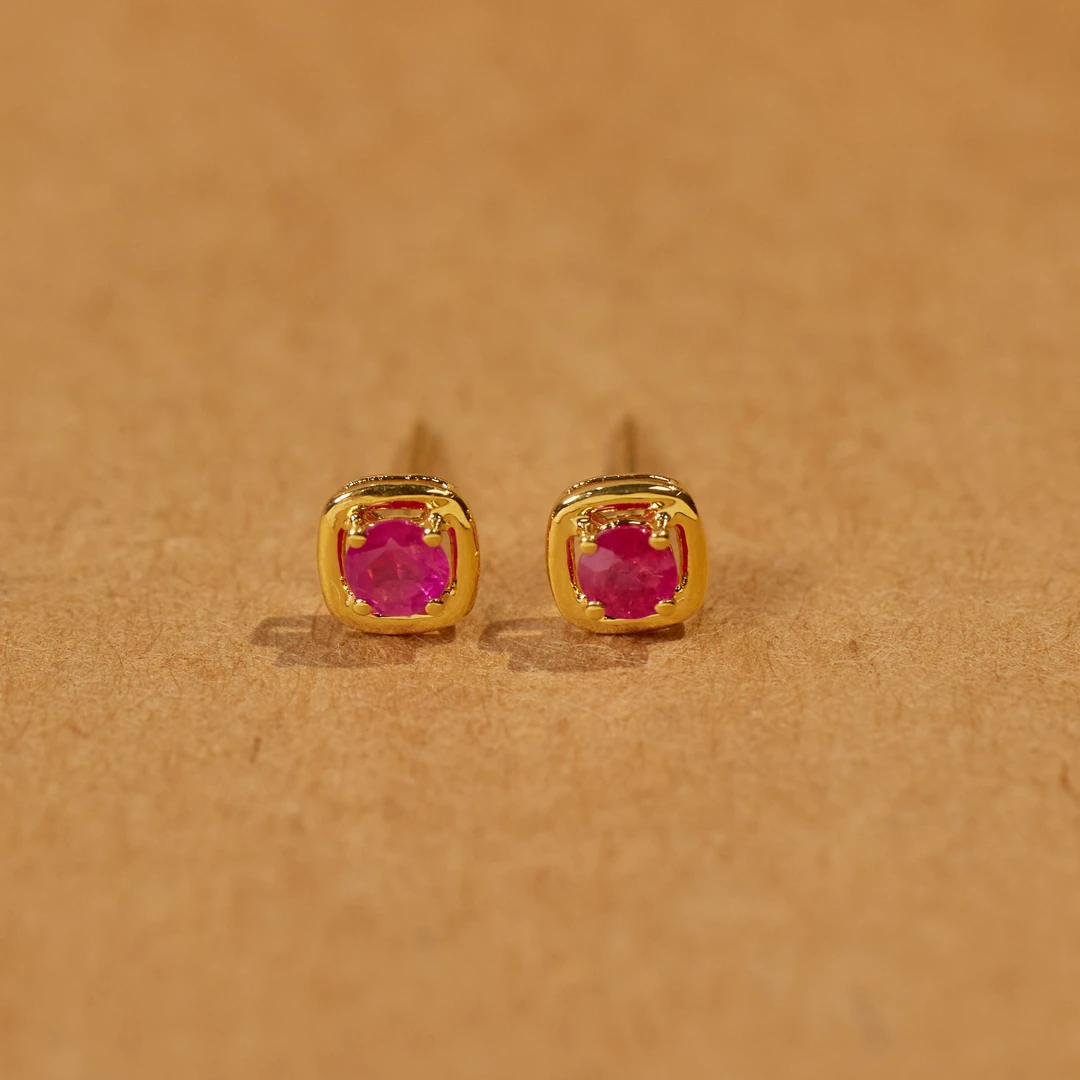 非遗好物分享【歪歪】红宝石耳钉*18K（多样性发一）XB-S3133