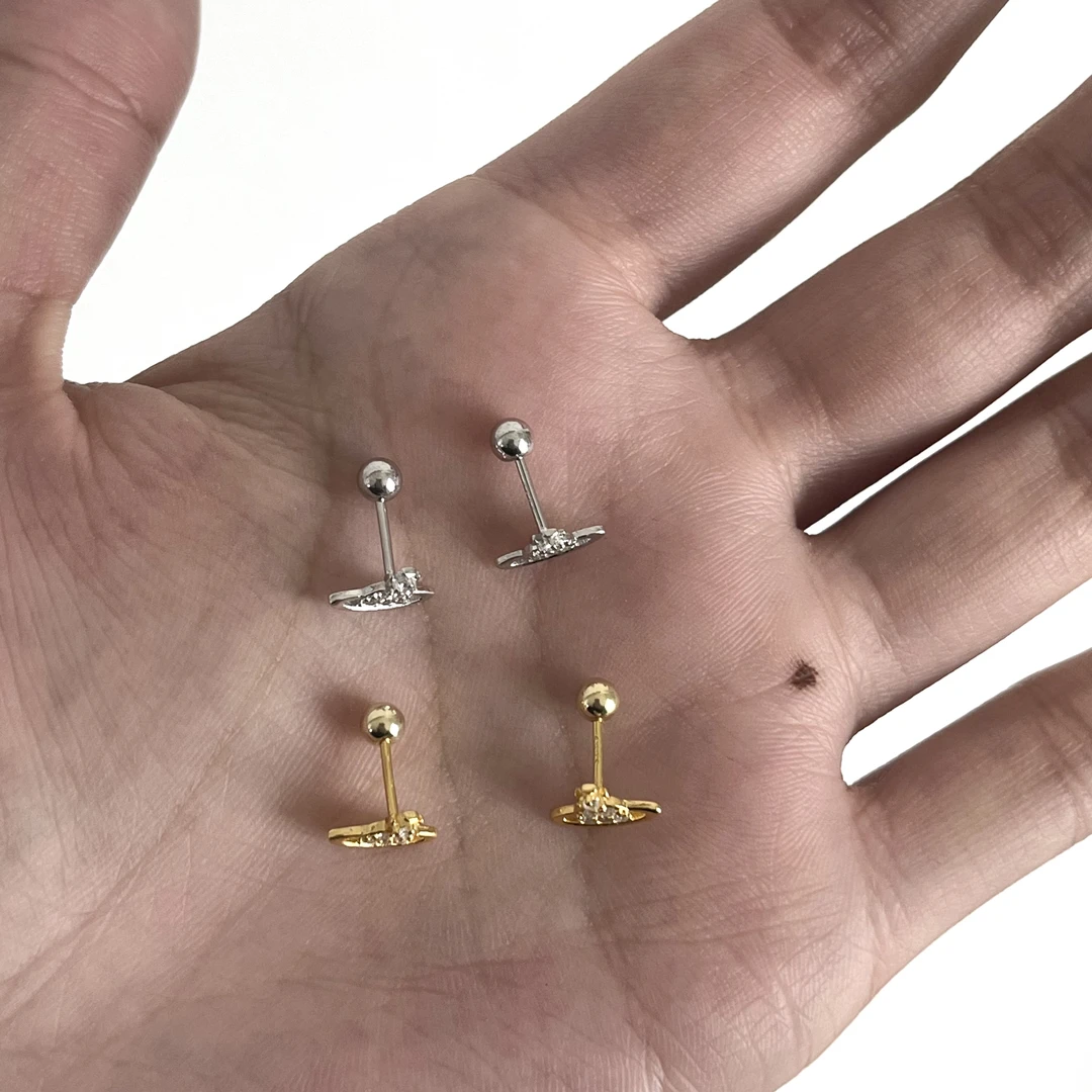 925银合成锆石耳饰 韩国ins风时尚百搭气质简约 星球耳钉