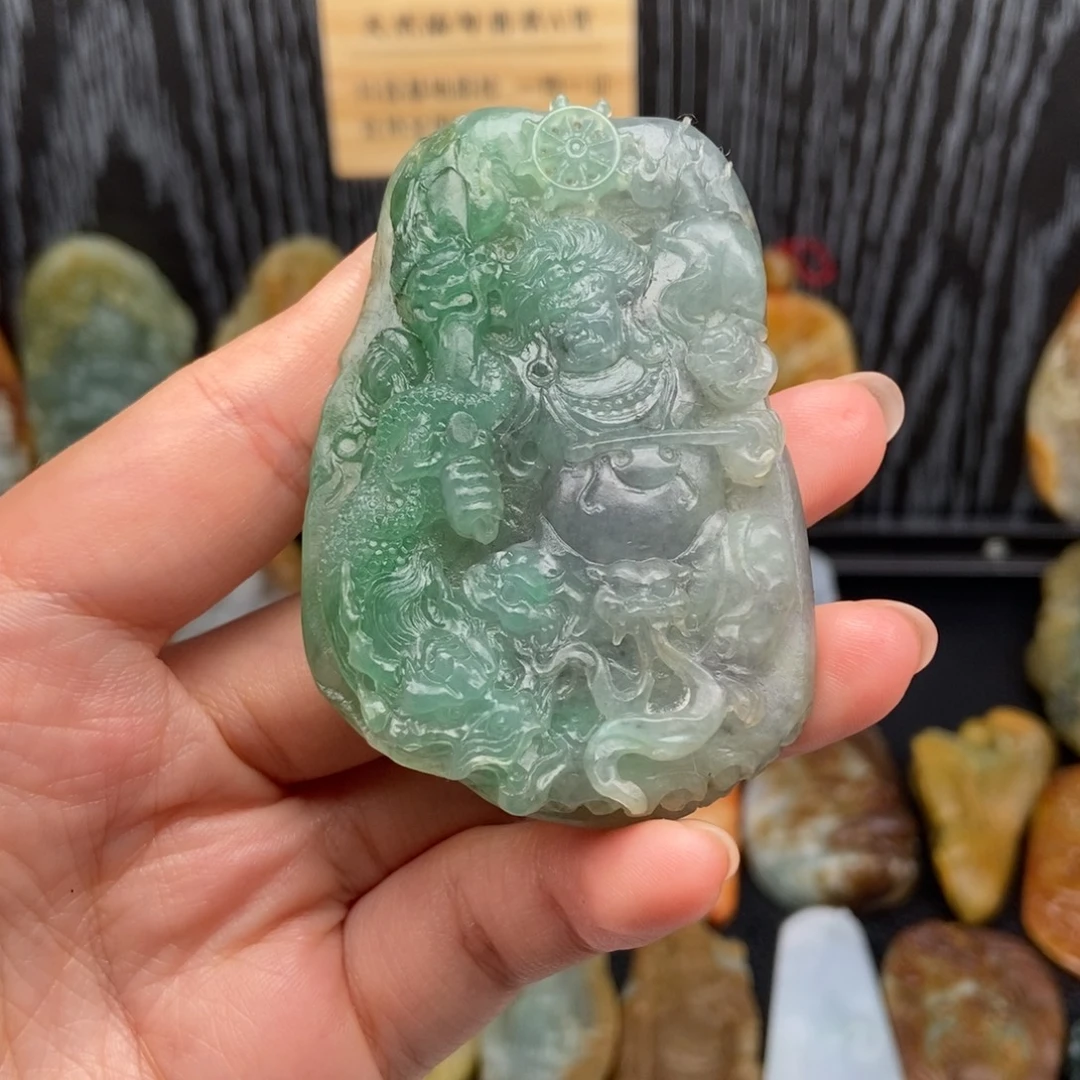 海***贺定制翡翠未镶嵌天然缅甸翡翠A货不动明王