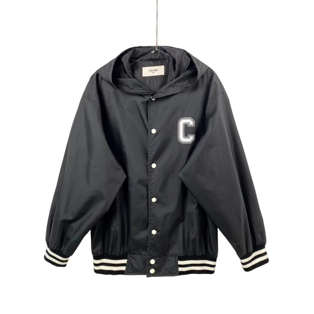 99新 Celine/思琳 9174 黑色logo尼龙外套 36码