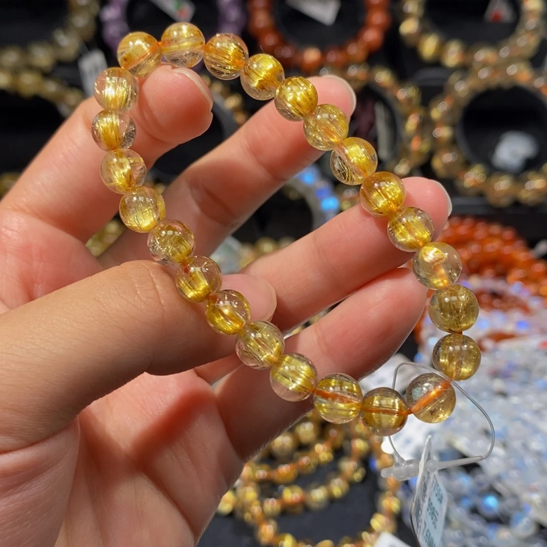 未镶嵌发晶手链F755# 7.6mm