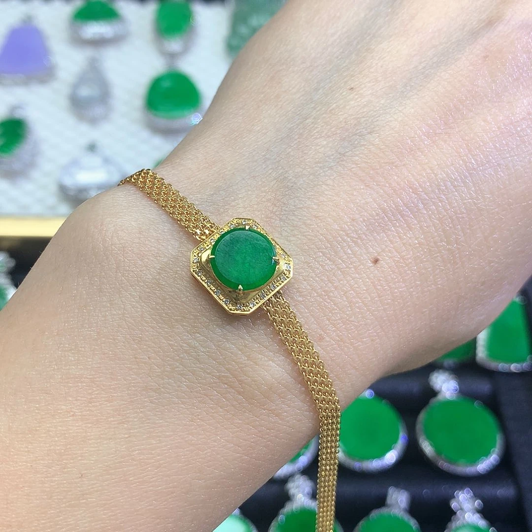 18K金镶嵌手链翡翠手链