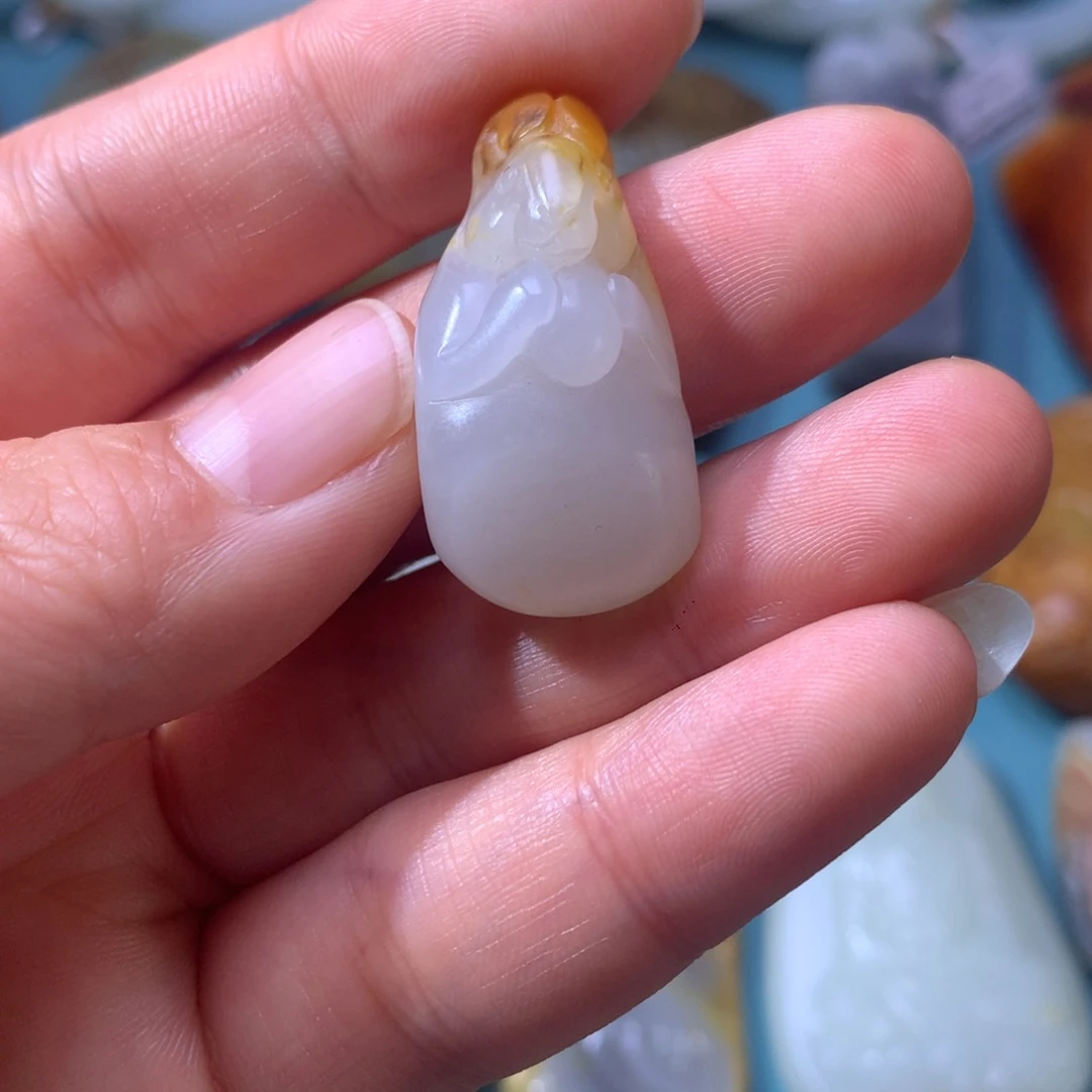 和田玉挂件未镶嵌山****渔