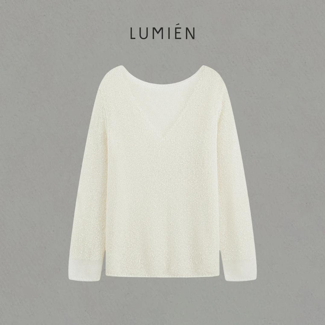 【LUMIEN 新品】“絮影若雪”柔软质感V领镂空设计针织衫LX5HSS070