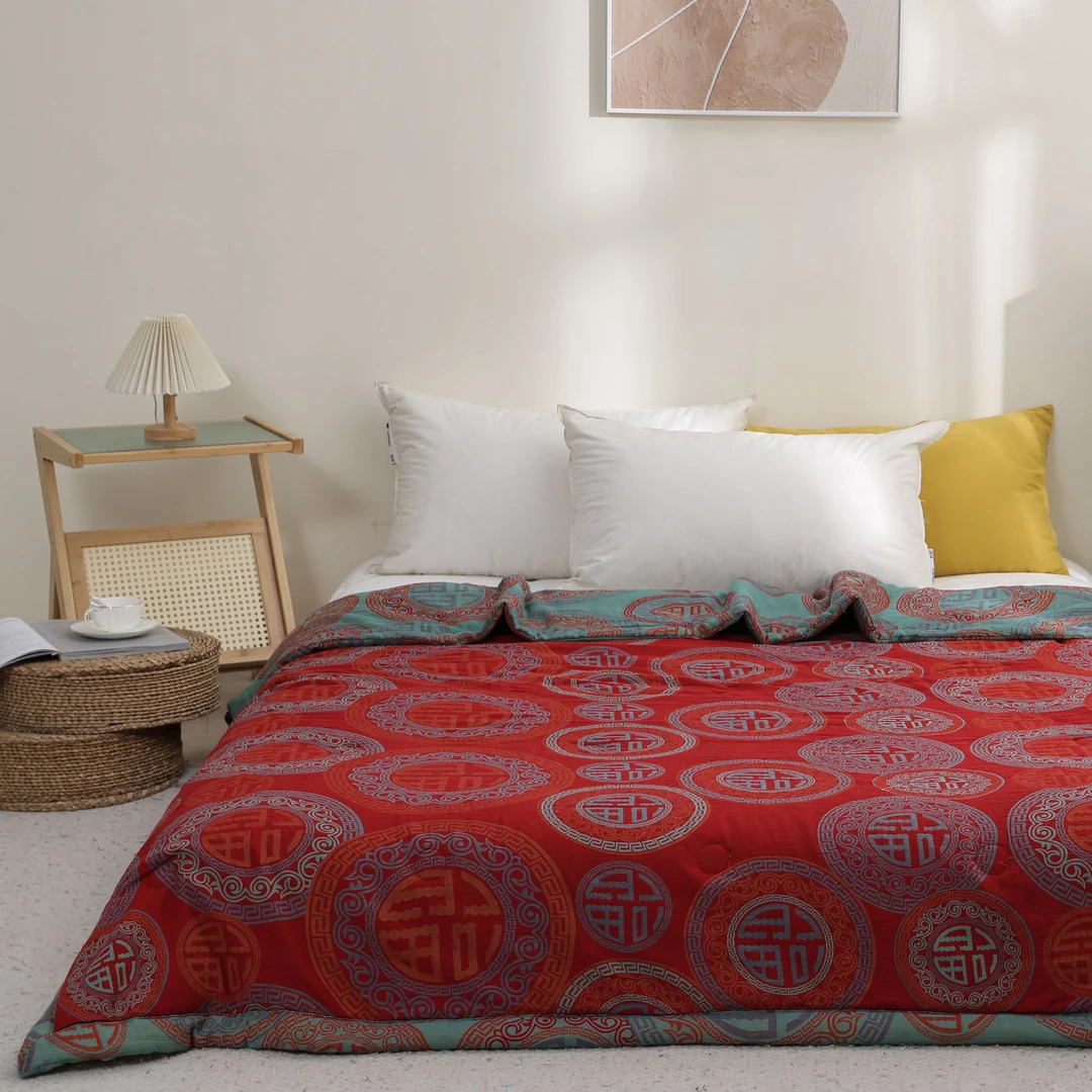 【百福】200*230双人被冬被多功能双层纱绗缝精梳