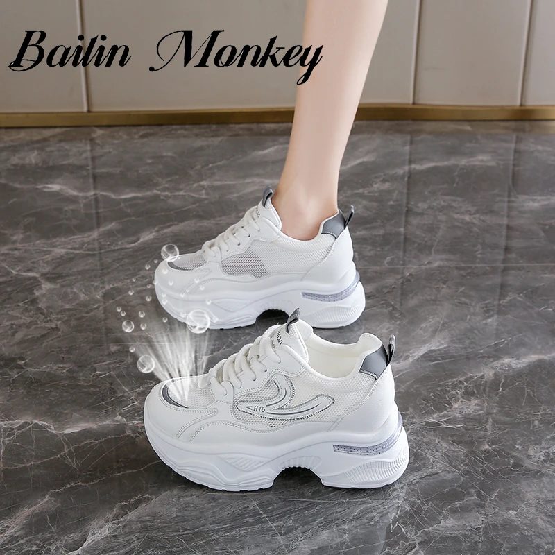 品牌旗舰小个子厚底内增高老爹鞋2025新款夏季薄款网面透气运动鞋