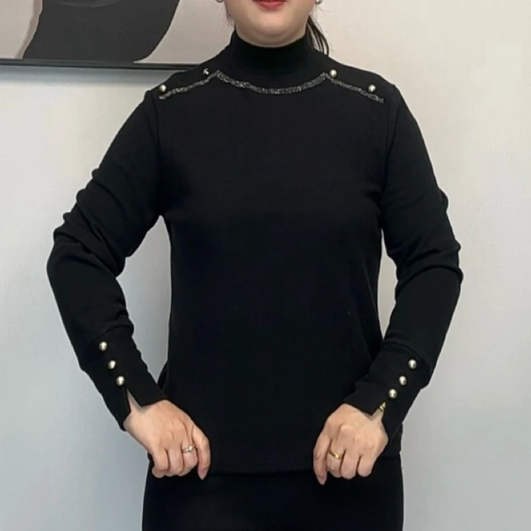 865冬季新款加绒一体绒女保暖打底衫时尚百搭显瘦设计感长袖上衣