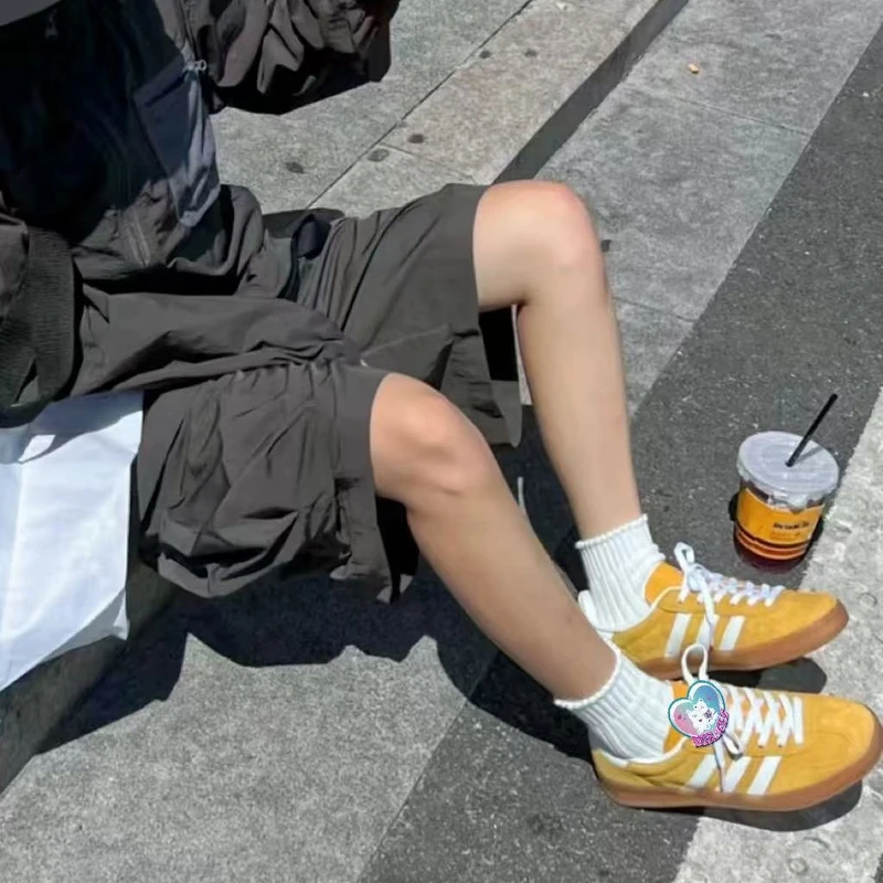 【青专属】牛皮版粉色德训情侣款男鞋女鞋2025春季新款运动休闲板鞋