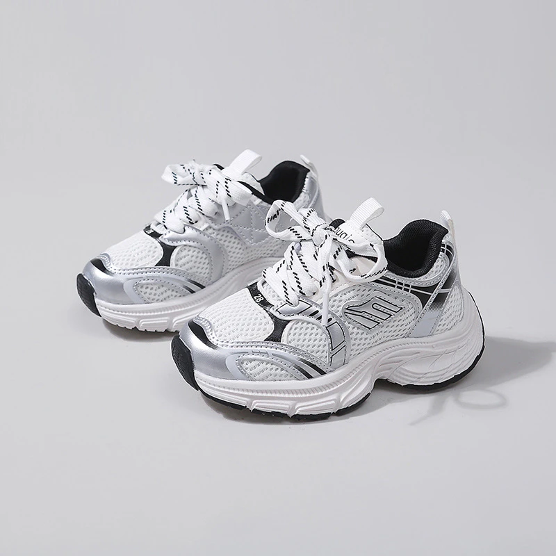 儿童运动鞋男童女童透气防滑时尚百搭老爹鞋2025新款厚底韩版网面