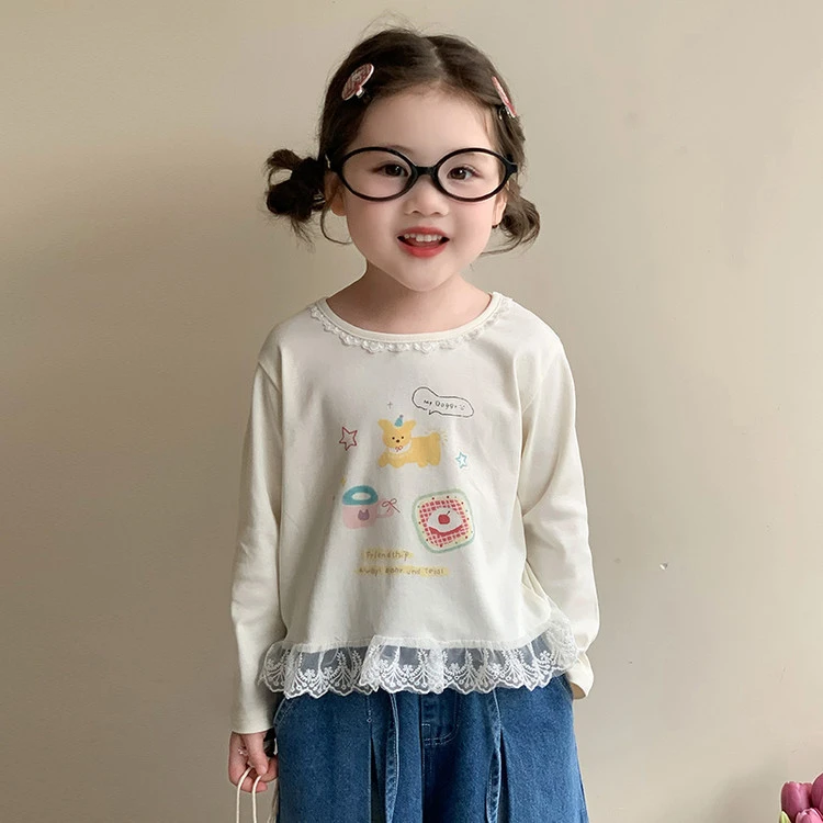 花边卡通T恤女童春夏季