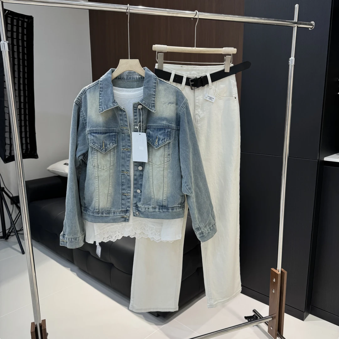 2025复古港风牛仔外套女爆品新款宽松百搭6108