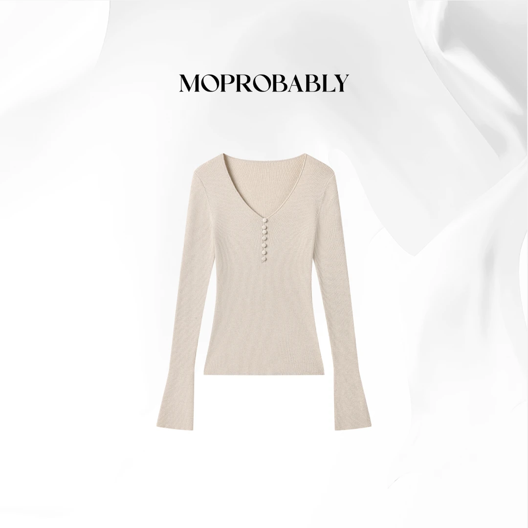 Moprobably贝贝「银杏树」"羊毛"气质时尚百搭套头针织衫B5476165