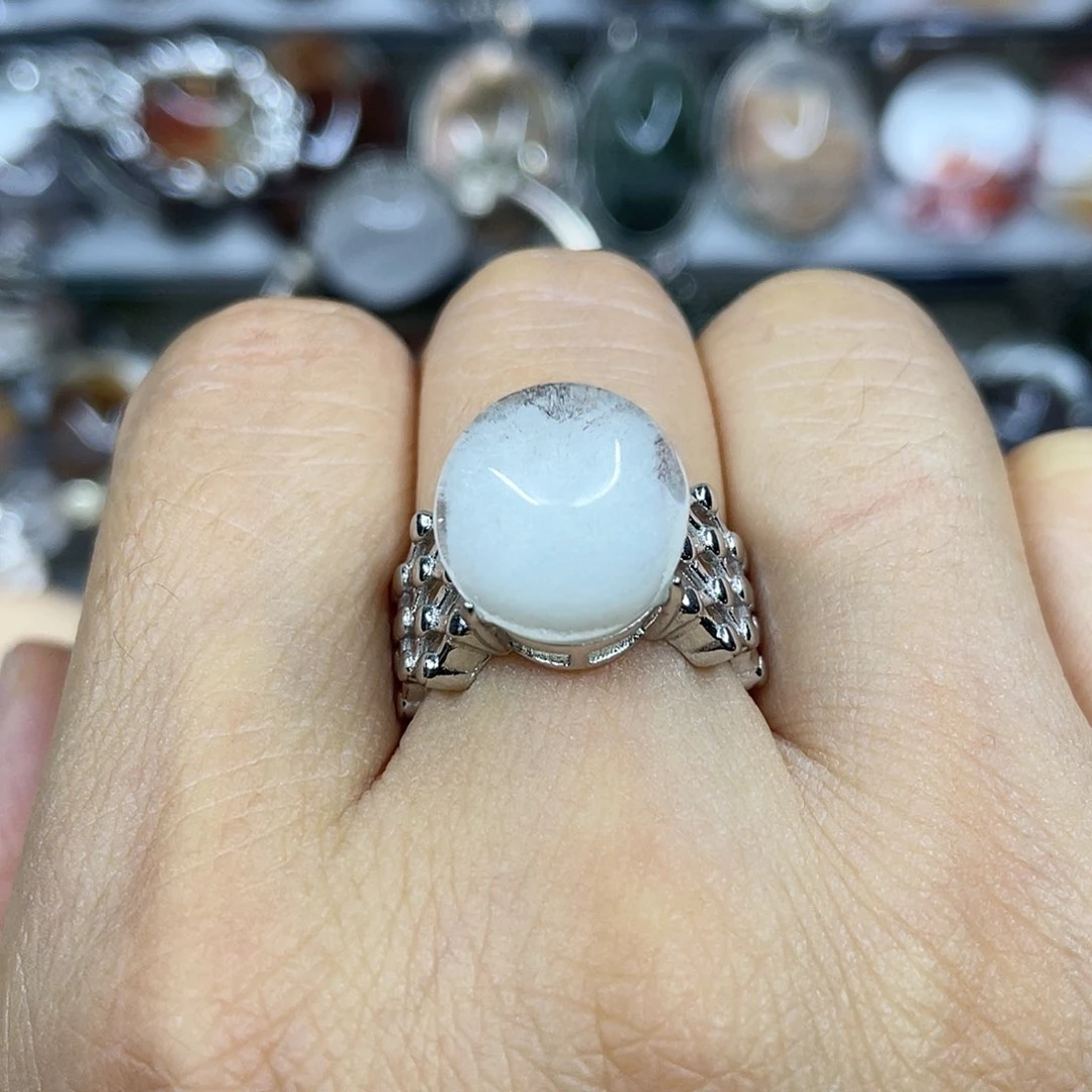 【闪购商品】银S925镶嵌珠宝半成品水晶戒指