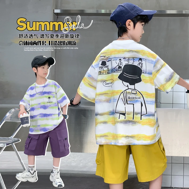 儿童装男童夏装短袖套装2025新款中大童夏季运动夏款帅气两件套潮