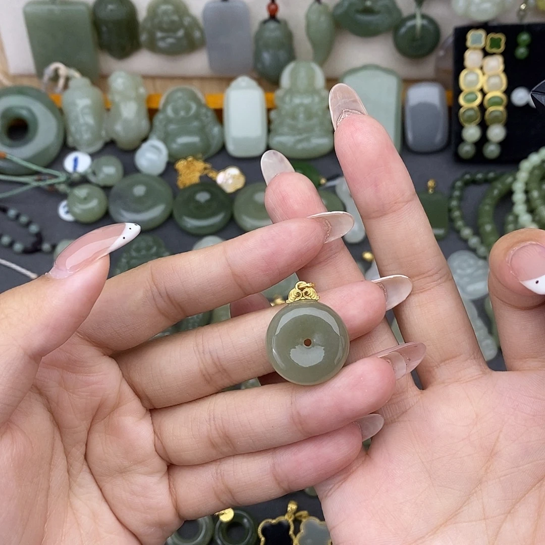吊坠(不含链)银S925镶嵌和田玉
