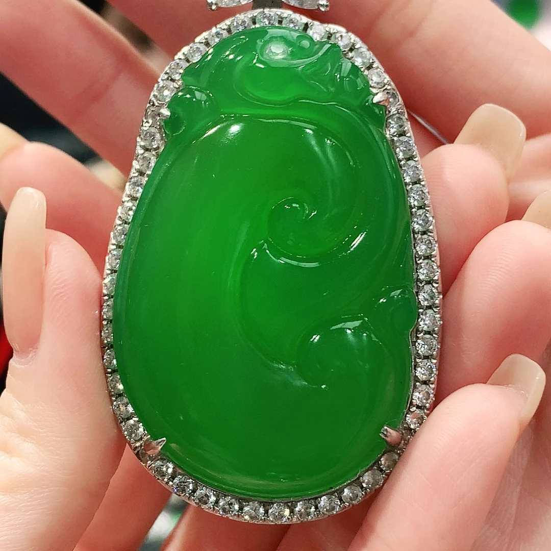 玛瑙/玉髓银S925镶嵌吊坠