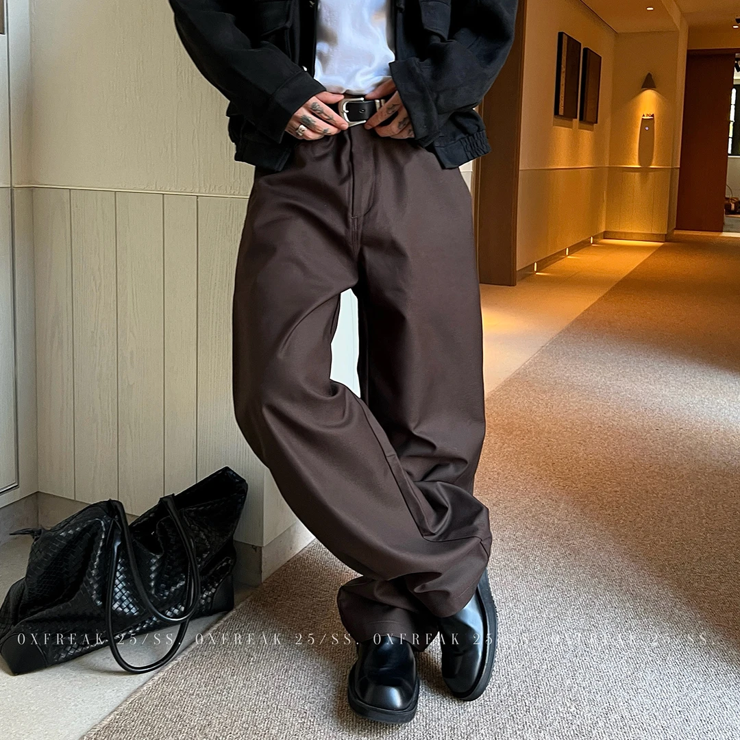 OXFREAK「琥珀色 A字版型」秋季垂坠直筒休闲西裤男宽松阔腿长裤