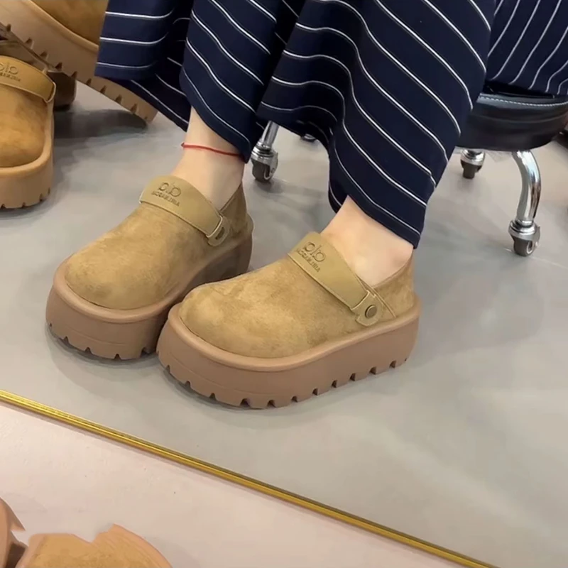 厚底勃肯鞋女全包一脚蹬增高夏秋季2025新款法式玛丽珍小皮鞋单鞋