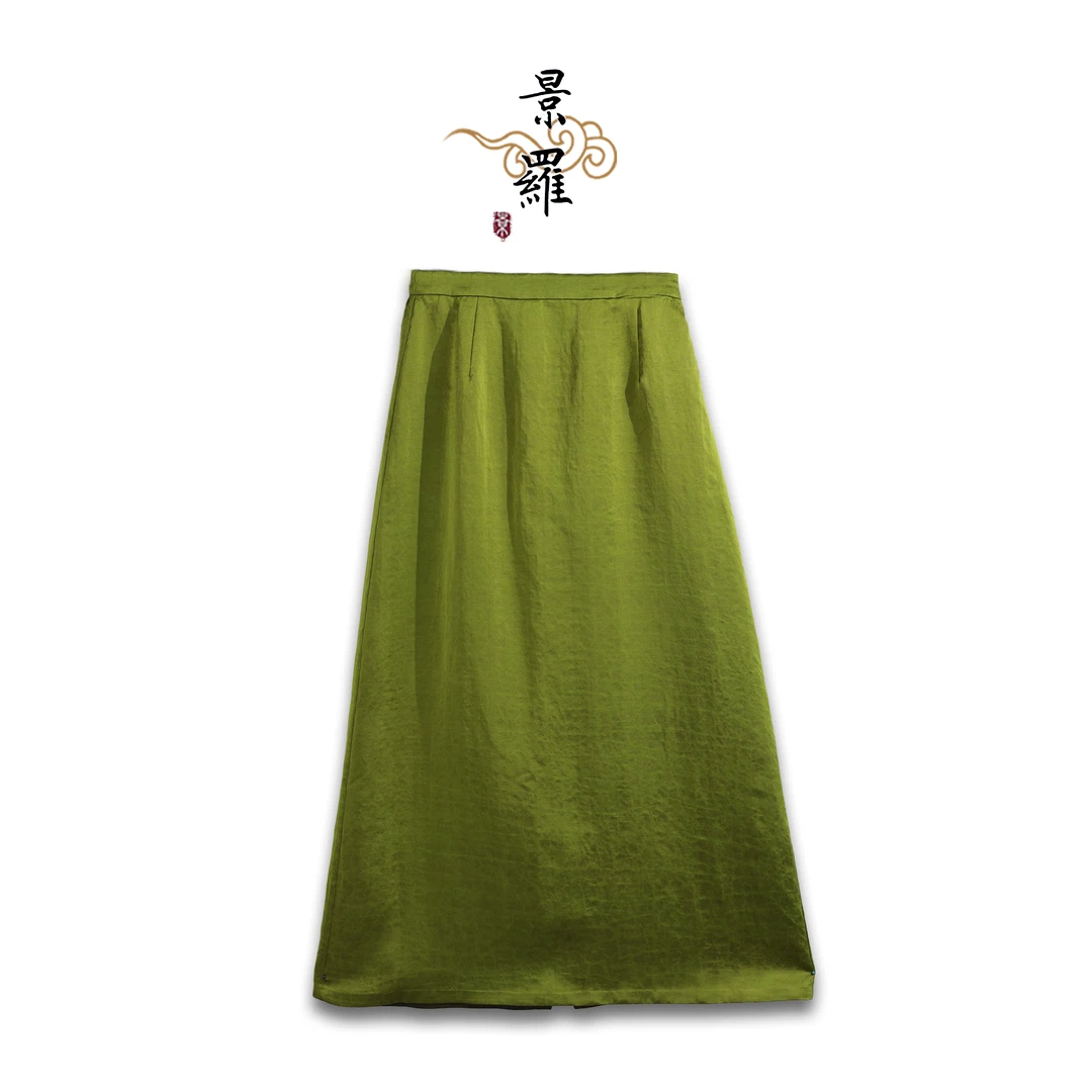 景罗夏季新款国风新中式时尚日常百搭气质女士桑蚕丝半身裙G01145