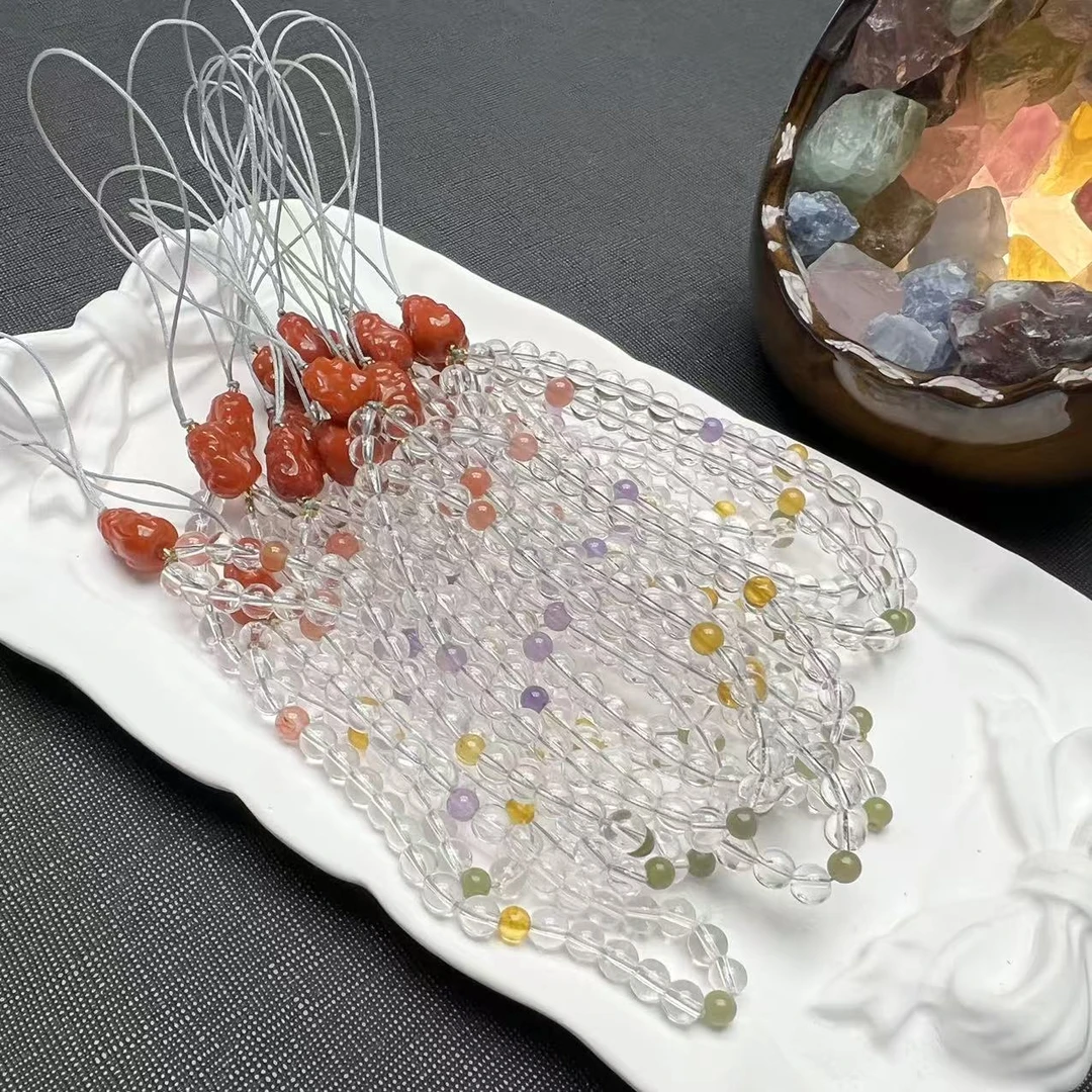 A199  白水晶搭配玛瑙貔貅设计款挂式手机挂【多样性发其一】