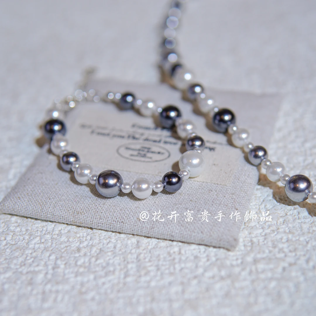 铜合金仿珍珠手链 花开富贵手作【原创手链项链】