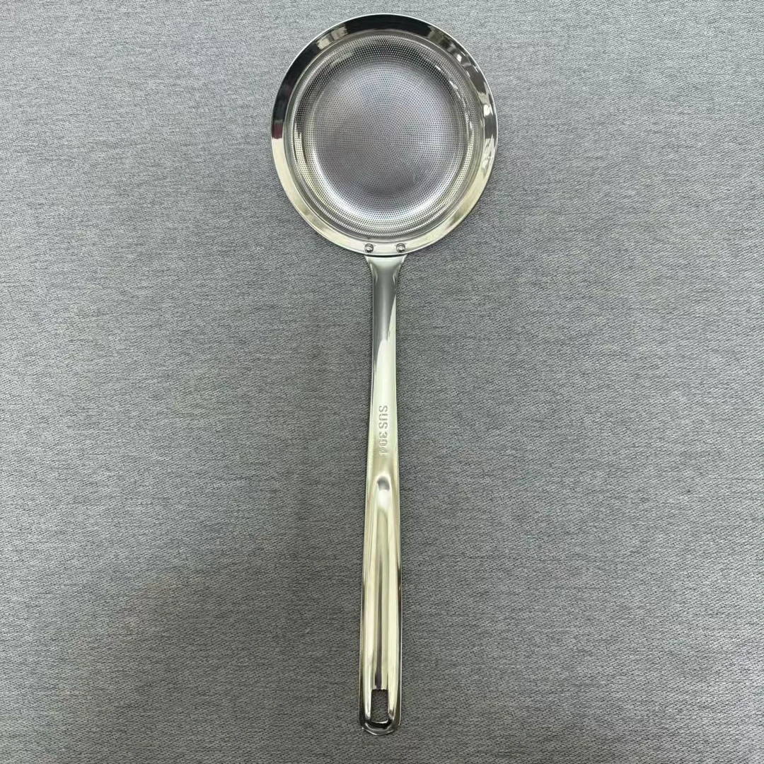 1-021 不锈钢浅口打沫勺 过滤网漏勺 勺宽约11CM 长约31CM