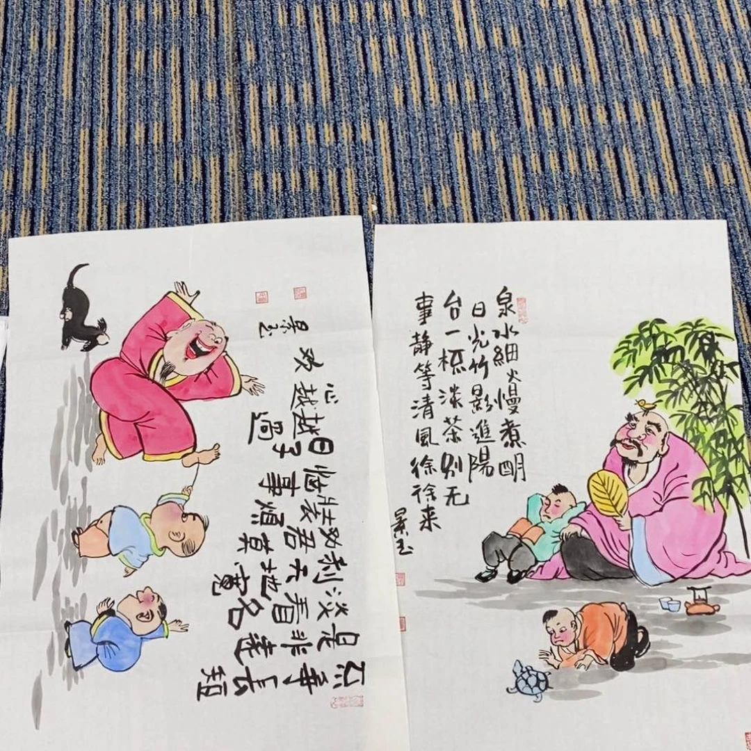 国画国画人物四尺三开卢景玉两张 琪