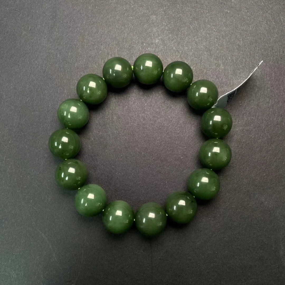 天然和田玉碧玉手串卡14mm单圈百搭