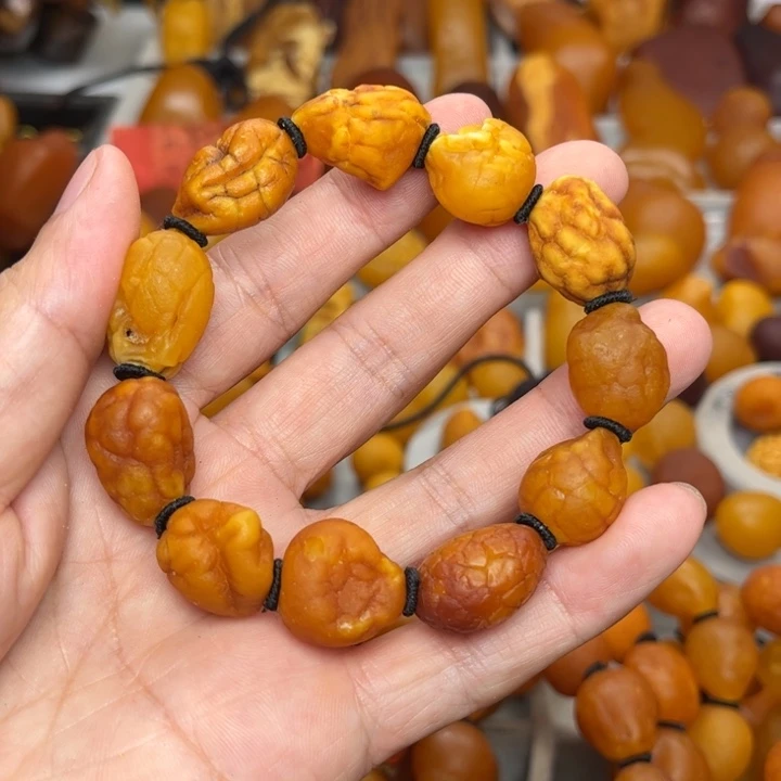 琥珀未镶嵌裸石天然蜜蜡手串