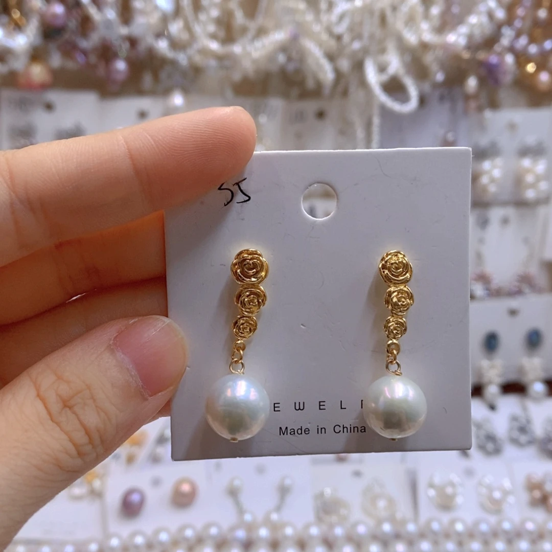 银S925镶嵌淡水珍珠耳饰