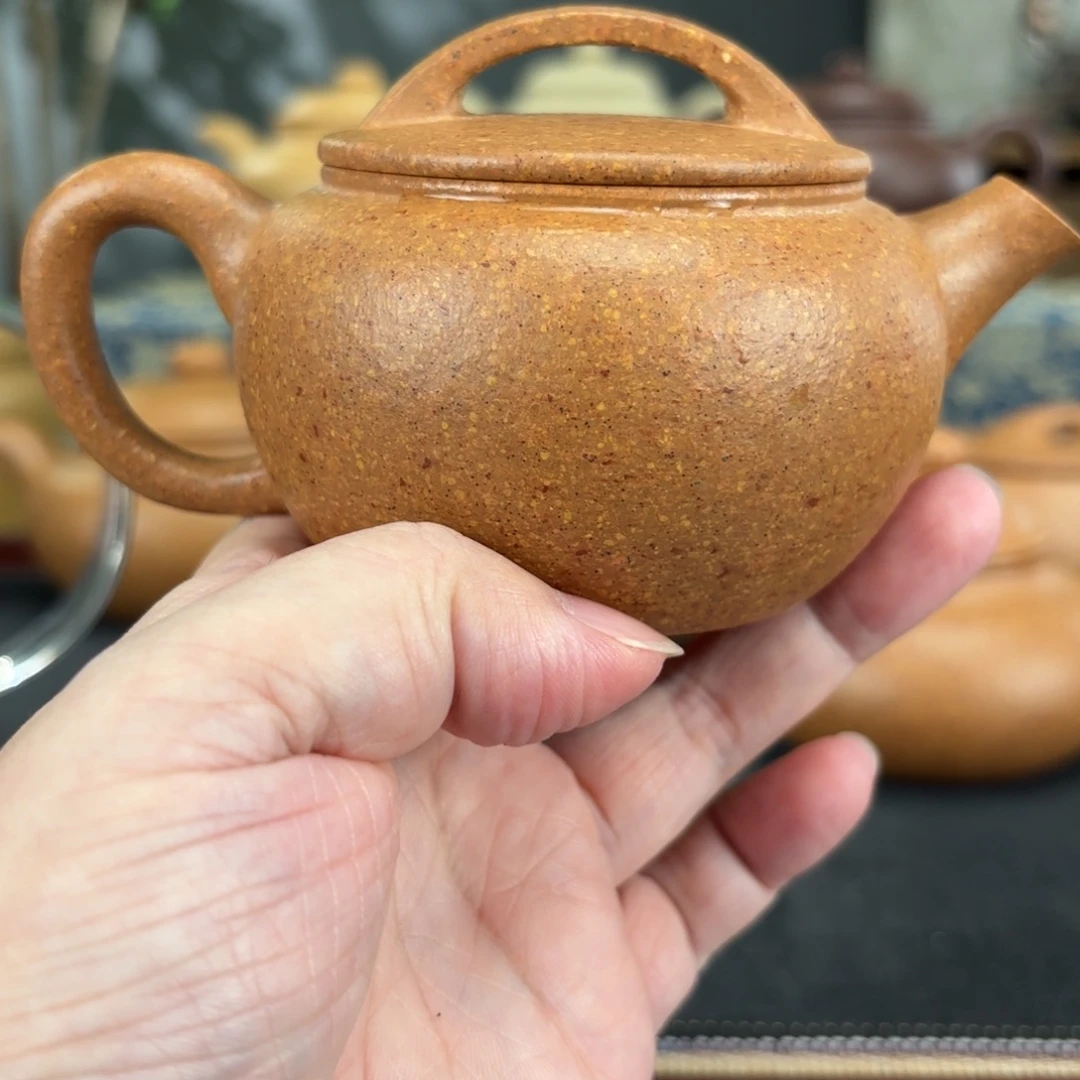 月***明紫砂茶壶梨皮黄段玉瓦170