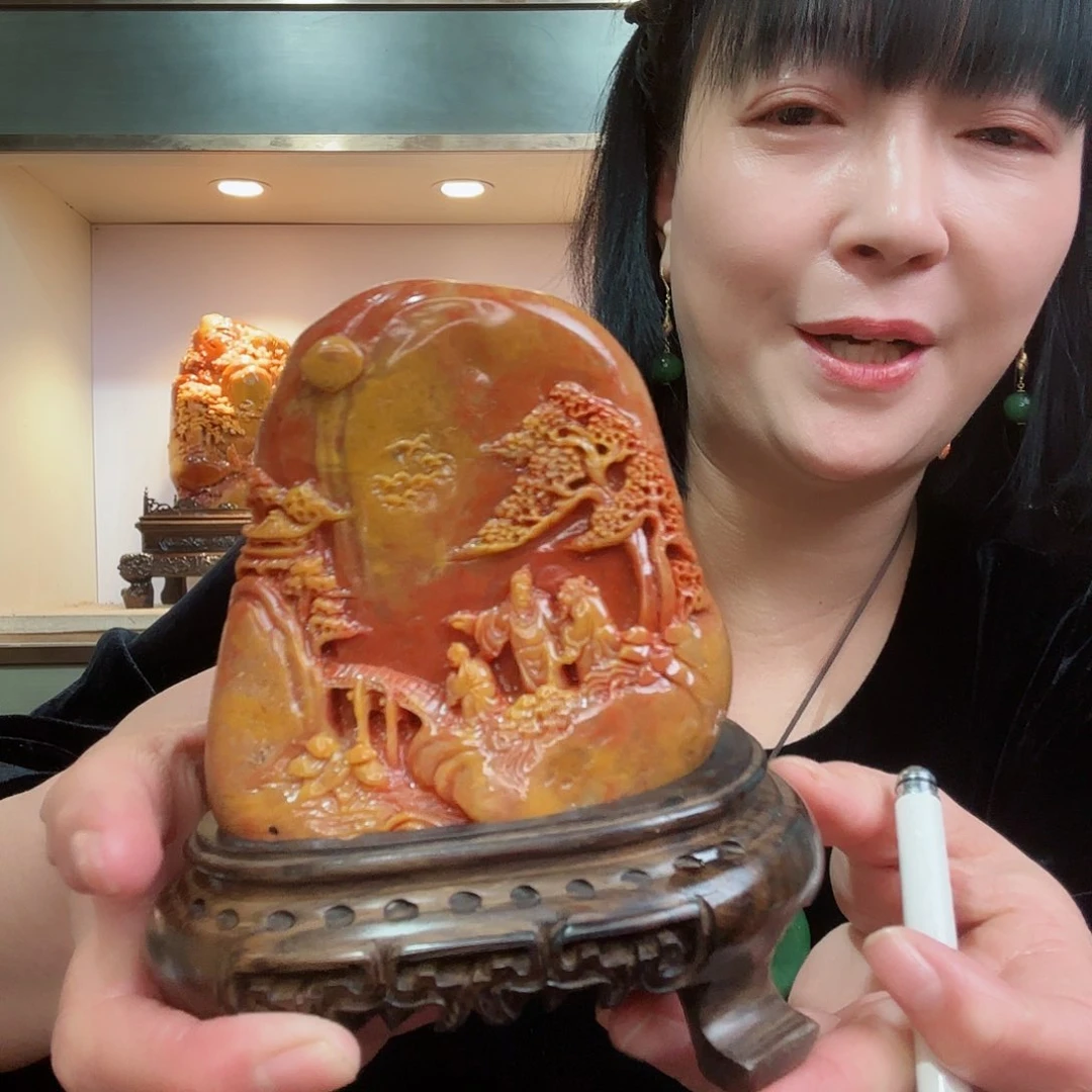 寿山石用****1昌化田黄摆件